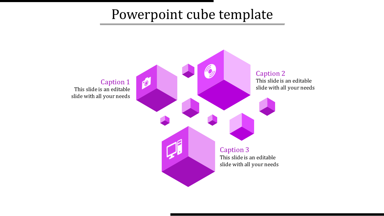 Affordable PowerPoint Cube Template In Purple Color